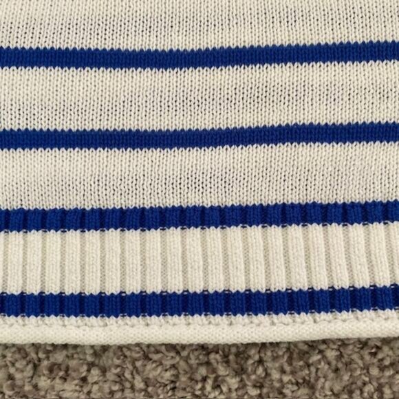 The Loft Pullover Sweater Red Sailboat over Blue & White Stripes Women's Large - Picture 7 of 12